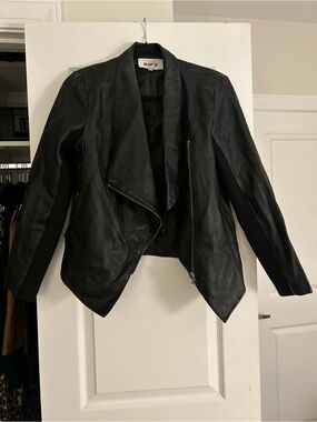 BB Dakota Women's Black Faux Leather Asymmetrical Moto Jacket
